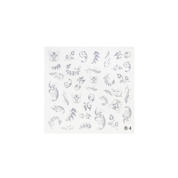 NAIL ART STICKERS SILVER FLOWERS