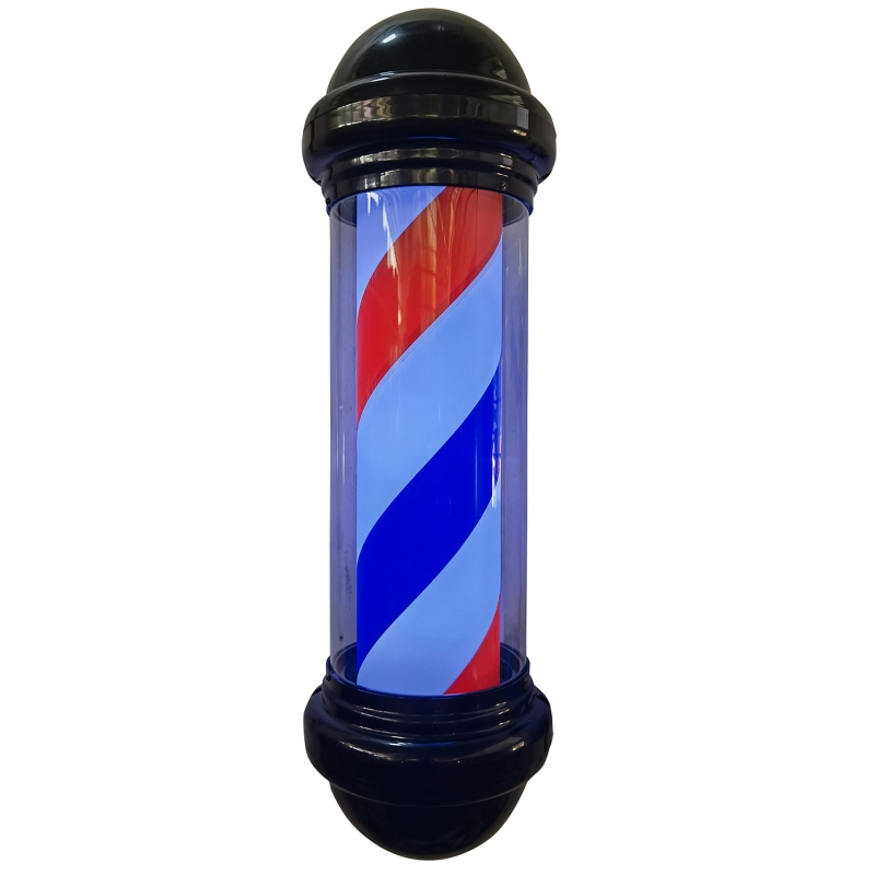 BARBER POLE NEGRO CON AZUL Y ROJO (72X23X32)