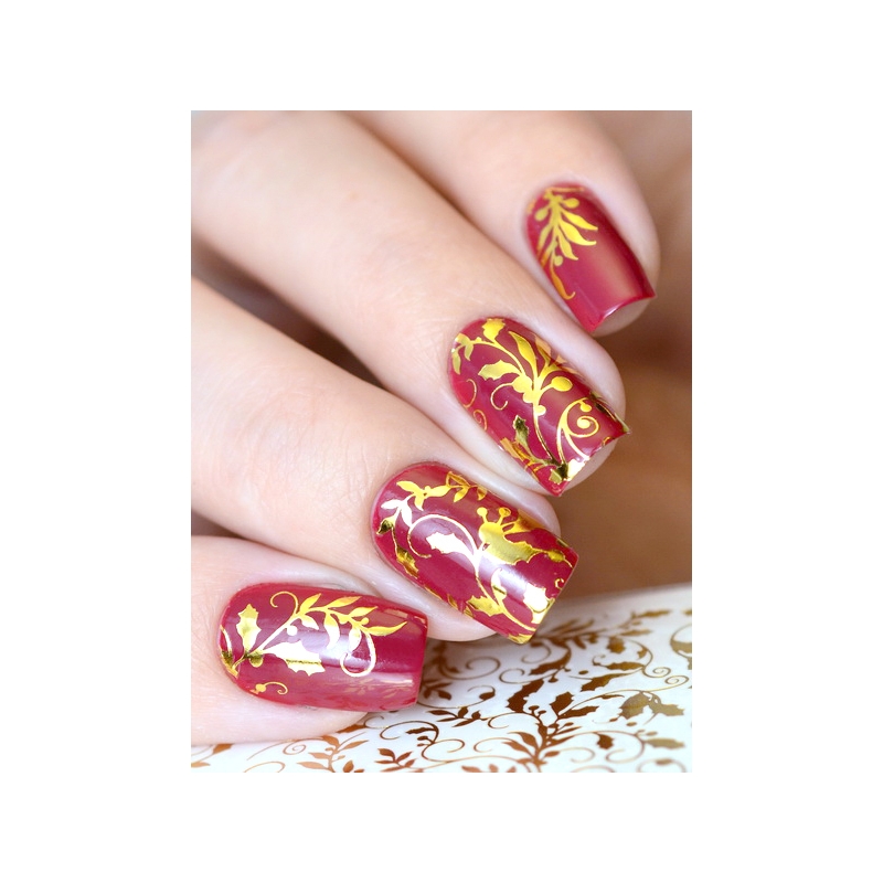 NAIL ART STICKERS GOLD FLOWERS