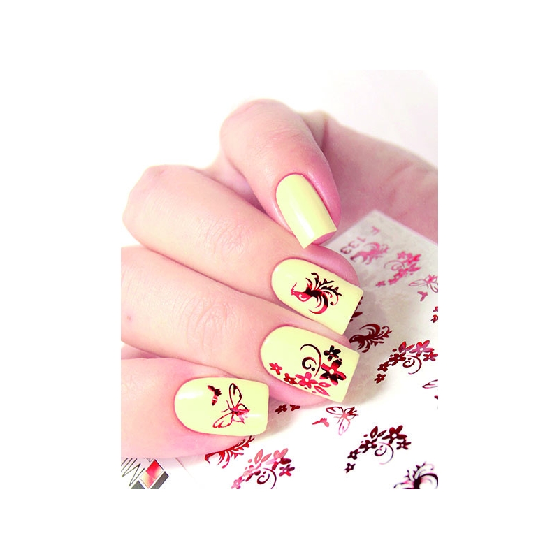 NAIL ART STICKERS. RED FLOWERS