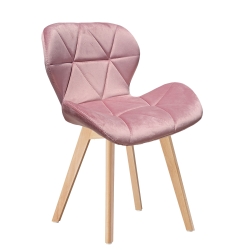 CHAISE OSLO EN VELOURS ROSE